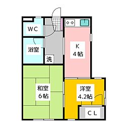 コーポハピネス 1階2Kの間取り