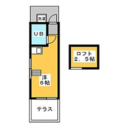 ライフピアサファイア 1階ワンルームの間取り