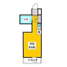 ハイツアゼリア 1階ワンルームの間取り