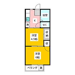 メゾンドシェリー保谷 2階2Kの間取り
