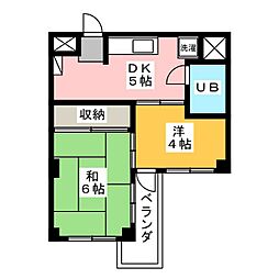 野崎ビル 2DKの間取図画像
