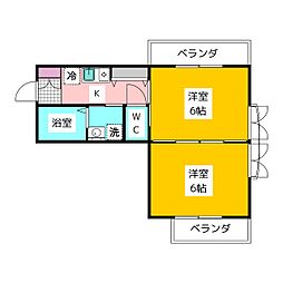 Starting Point 柳沢 2階2Kの間取り