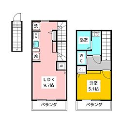 ノーザンロード東伏見 2階1LDKの間取り