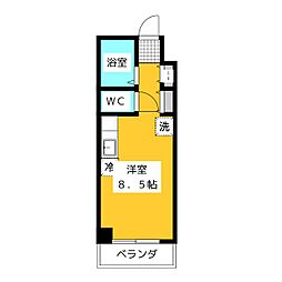 カーサジョー ワンルームの間取図画像