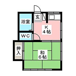 コーポ千坂 1階1Kの間取り