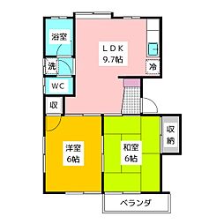 コーポ南 2階2LDKの間取り