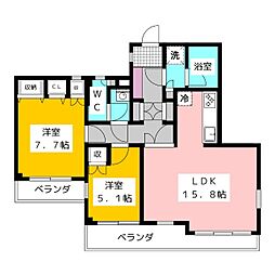 ビューラー八成山 2LDKの間取図画像