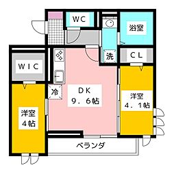 Dalle de verre 3階2DKの間取り