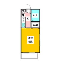 ライフステージI 2階1Kの間取り