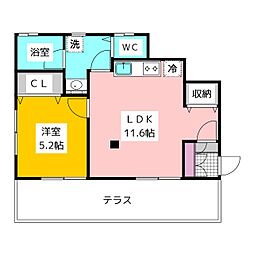 La Pierre 1階1LDKの間取り
