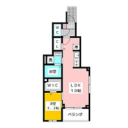 ピースフルIII 1階1LDKの間取り