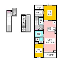 ピースフルIII 3階2LDKの間取り