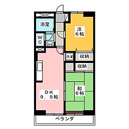 グレイスコート 2階2DKの間取り