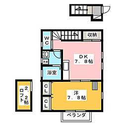 ルミエール・下石神井 2階1DKの間取り