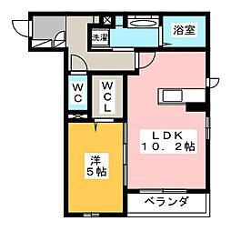ラフィーネf 2階1LDKの間取り