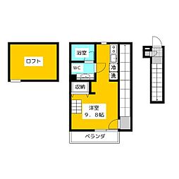 I.Sサンヴィアーレ 2階ワンルームの間取り