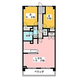プレシス西東京柳沢 4階2LDKの間取り