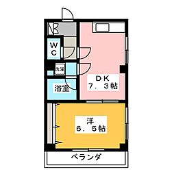 イレール並木 2階1DKの間取り