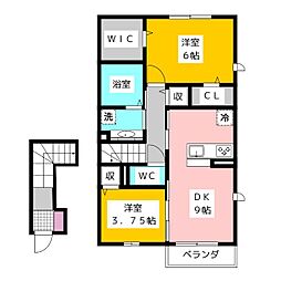 メゾンホーリー 2階2DKの間取り