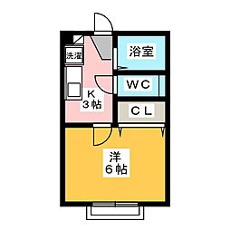 ラ・フルール 1階1Kの間取り