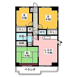 プレミール富士 1階3LDKの間取り