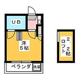 リバーブル久米川B 1階ワンルームの間取り