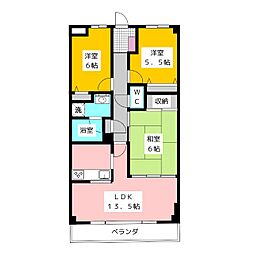 リアライズ花小金井 3階3LDKの間取り