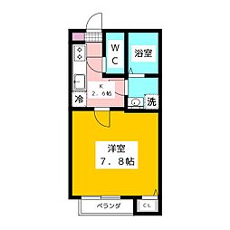 ソレイユ西東京 2階1Kの間取り