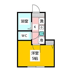 バーミープレイス鷺ノ宮 1階1Kの間取り