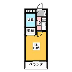 Y,sRossoFUSIMI 1階1Kの間取り