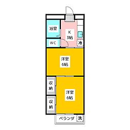 エリール関町 2階2Kの間取り