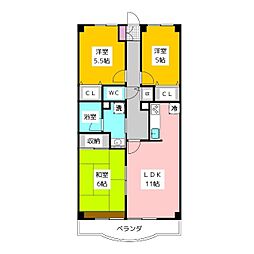セラヴィ上宿 6階3LDKの間取り