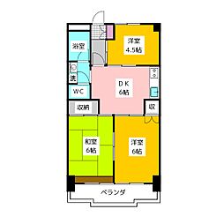 クレインハイツ 3階3DKの間取り