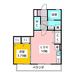 プランドールパレス 1階1LDKの間取り