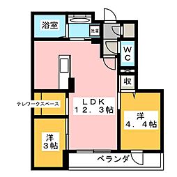 ステラ美光 3階2LDKの間取り
