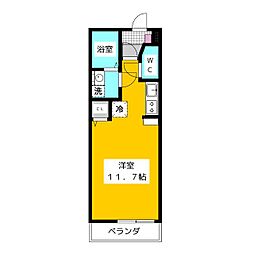 メゾン柿の木 2階1Kの間取り