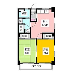 ベルカディーマンション 2階2DKの間取り