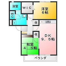 ボヌール・エム 2DKの間取図画像