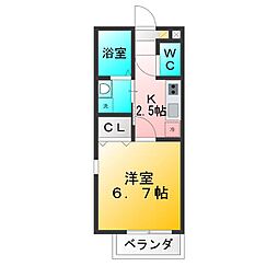 クレイス武蔵関 1Kの間取図画像