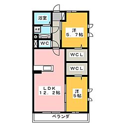 プレミーナコート 2LDKの間取図画像