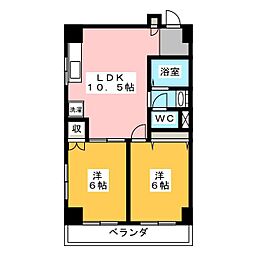 ヴェリテ武蔵関 2LDKの間取図画像