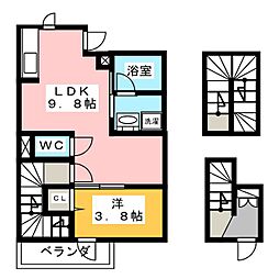 サンハッピィ 1LDKの間取図画像