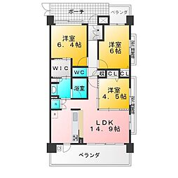 D'レスティア東伏見 3LDKの間取図画像