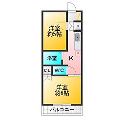 パールビル 2Kの間取図画像