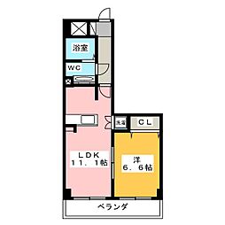 ベース・ブリッジ 1LDKの間取図画像