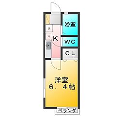 ミル・ソレイユ 1Kの間取図画像