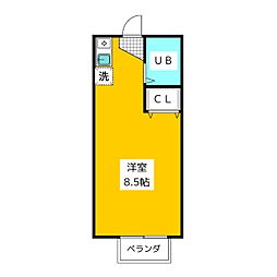 グリーンコーポ2 ワンルームの間取図画像