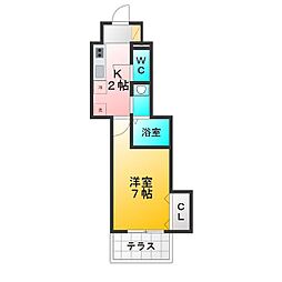 インパクトパレス 1Kの間取図画像