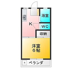 ひなた荘 1Kの間取図画像
