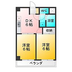 アウローラレジデンス 2DKの間取図画像